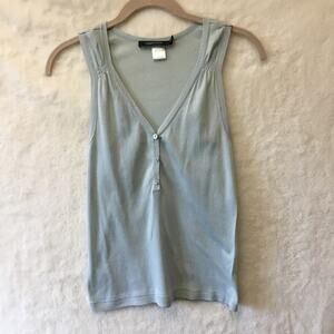 Emerson Light Blue V-Neck w/ Button Tank Top